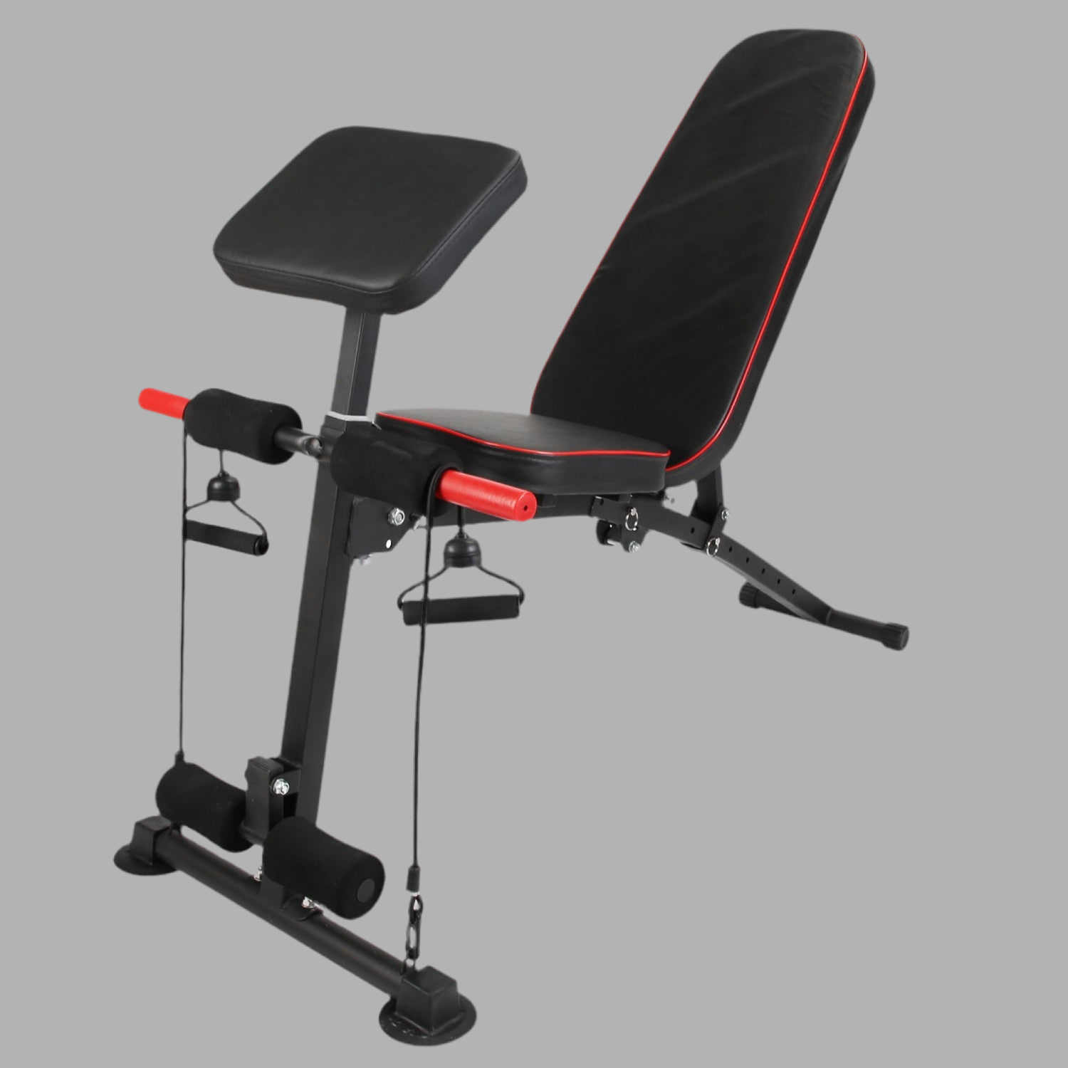 Beyondfit Adjustable Bench With Preacher Curl Pad Resistance Bands Leg Extension For Home Gym Full Body Exercise