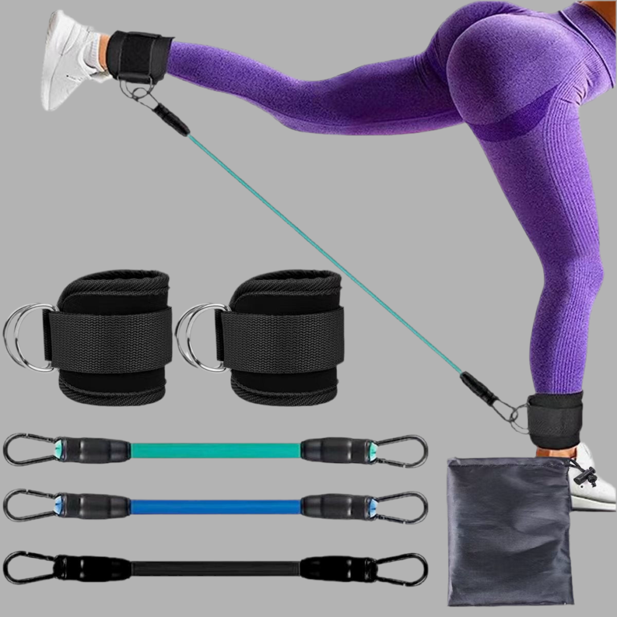 Beyondfit Ankle Resistance Bands – Leg, Glute & Core Training | Elastic Bands for Home, Gym & CrossFit Workouts
