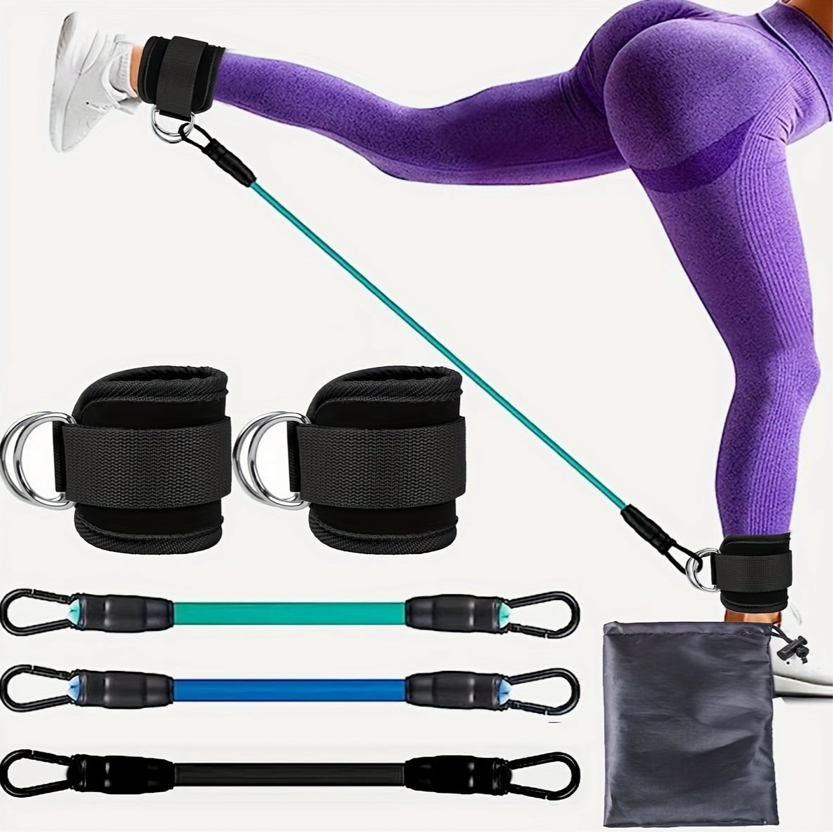 Beyondfit Ankle Resistance Bands – Leg, Glute & Core Training | Elastic Bands for Home, Gym & CrossFit Workouts