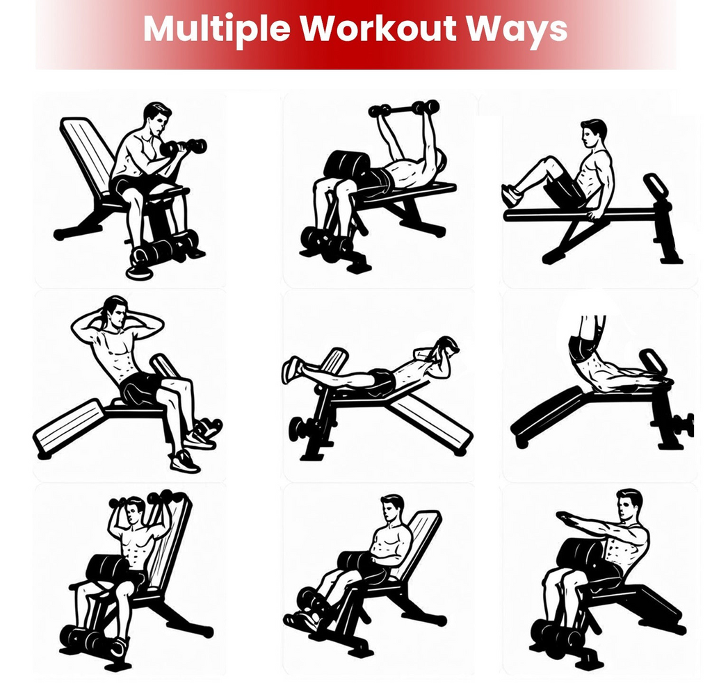 Beyondfit Adjustable Bench With Preacher Curl Pad Resistance Bands Leg Extension For Home Gym Full Body Exercise