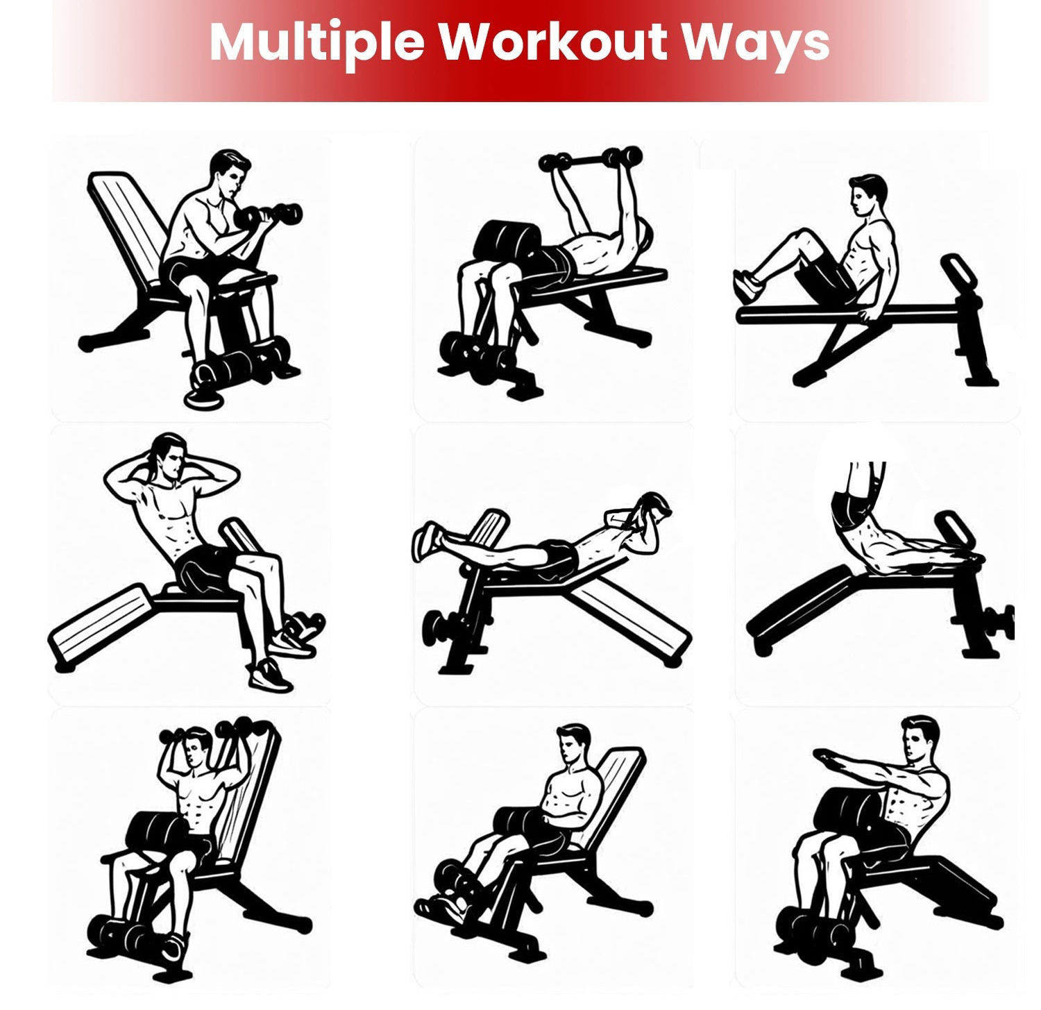 Beyondfit Adjustable Bench With Preacher Curl Pad Resistance Bands Leg Extension For Home Gym Full Body Exercise