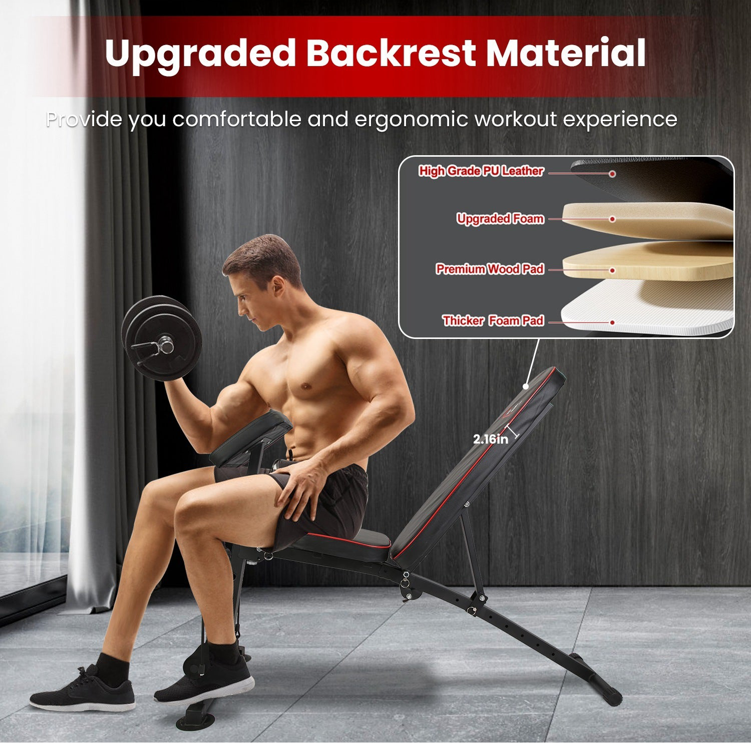 Beyondfit Adjustable Bench With Preacher Curl Pad Resistance Bands Leg Extension For Home Gym Full Body Exercise